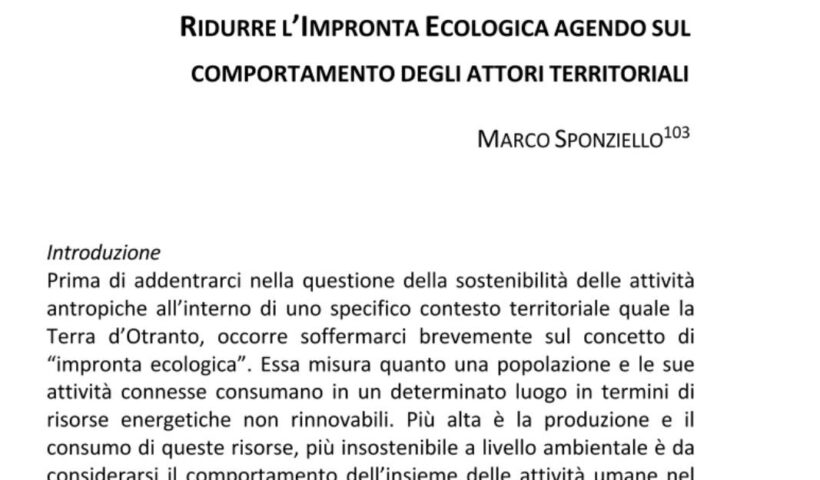 ridurre l'impronta ecologica (di marco sponziello)